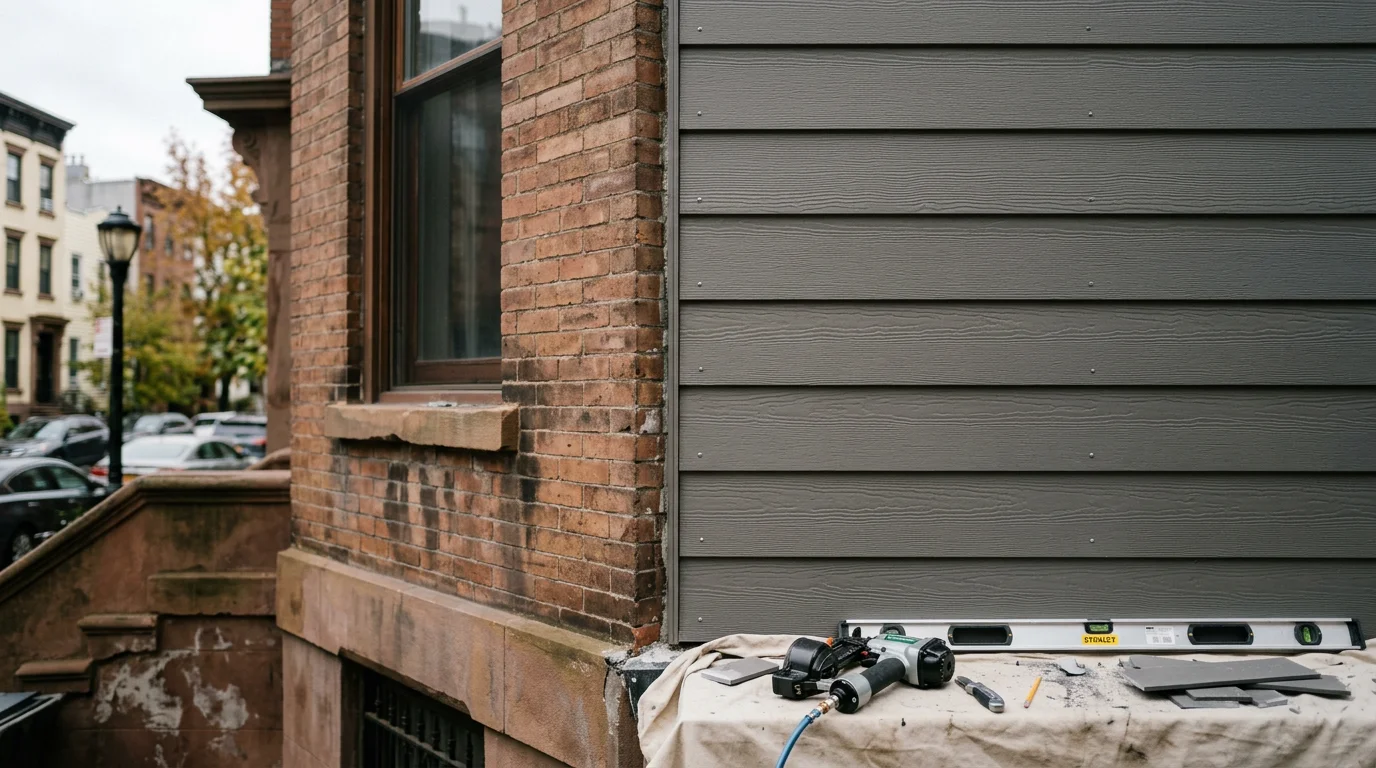 Home exterior with new siding, replacement windows, and stone accents