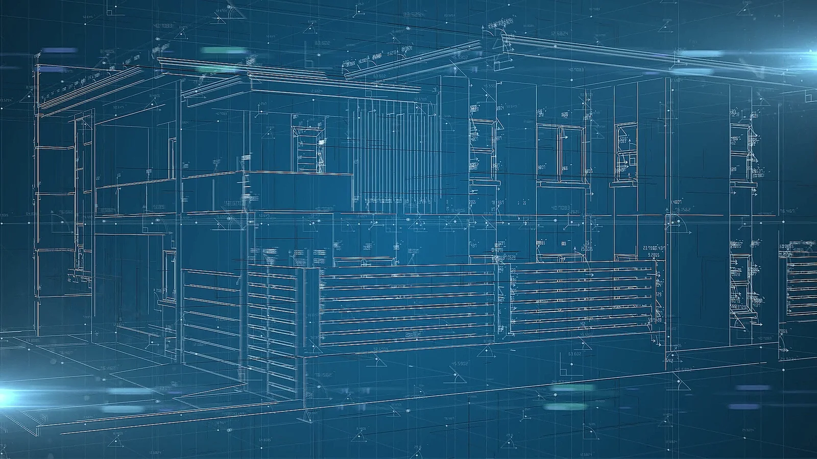 Architectural blueprint of commercial building with steel frame, louver siding, and detailed structural specifications